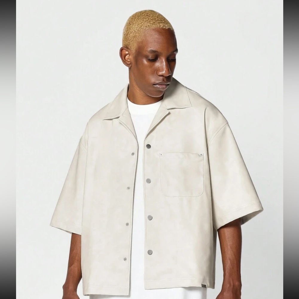 SHEIN SUMWON BRAND Oversized Boxy Fit PU Shirt